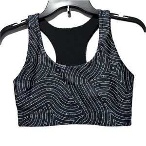 Terez Black Sparkle Print Racerback Sports Bra